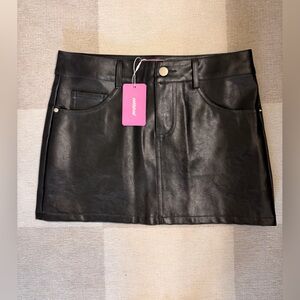 Edikted Black Faux Leather Skirt